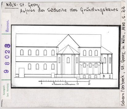 Vorschaubild Köln: St. Georg, Aufriss der Südseite des Gründungsbaues 